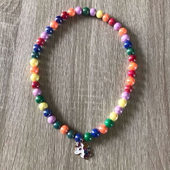 NWOT … Colorful Kids Beaded Unicorn Necklace - Picture 1 of 3